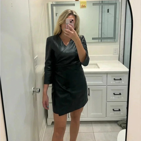 Mango Black Faux Leather Dress NWT - Picture 11 of 11